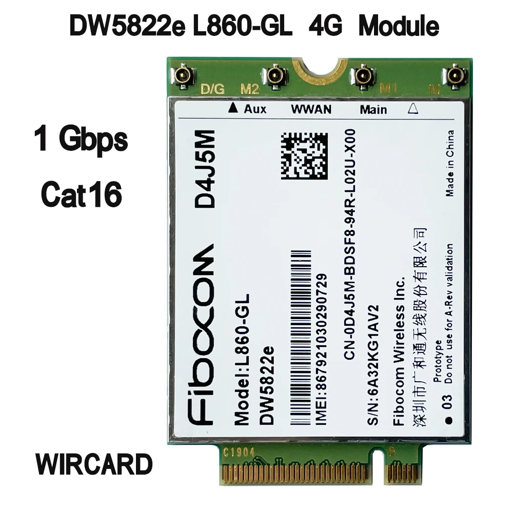 Tarjeta inalámbrica DW5822e L860-GL D4J5M, Módulo 4G 1gbps Cat16, Tarjeta 4G M.2 para portátil dell Inspiron 7490