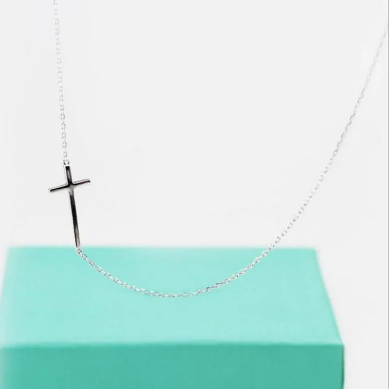 925 Sterling Silver necklace women Cross Female Short Paragraph  Jewelry Sweet Simple Wild Pendant Necklace