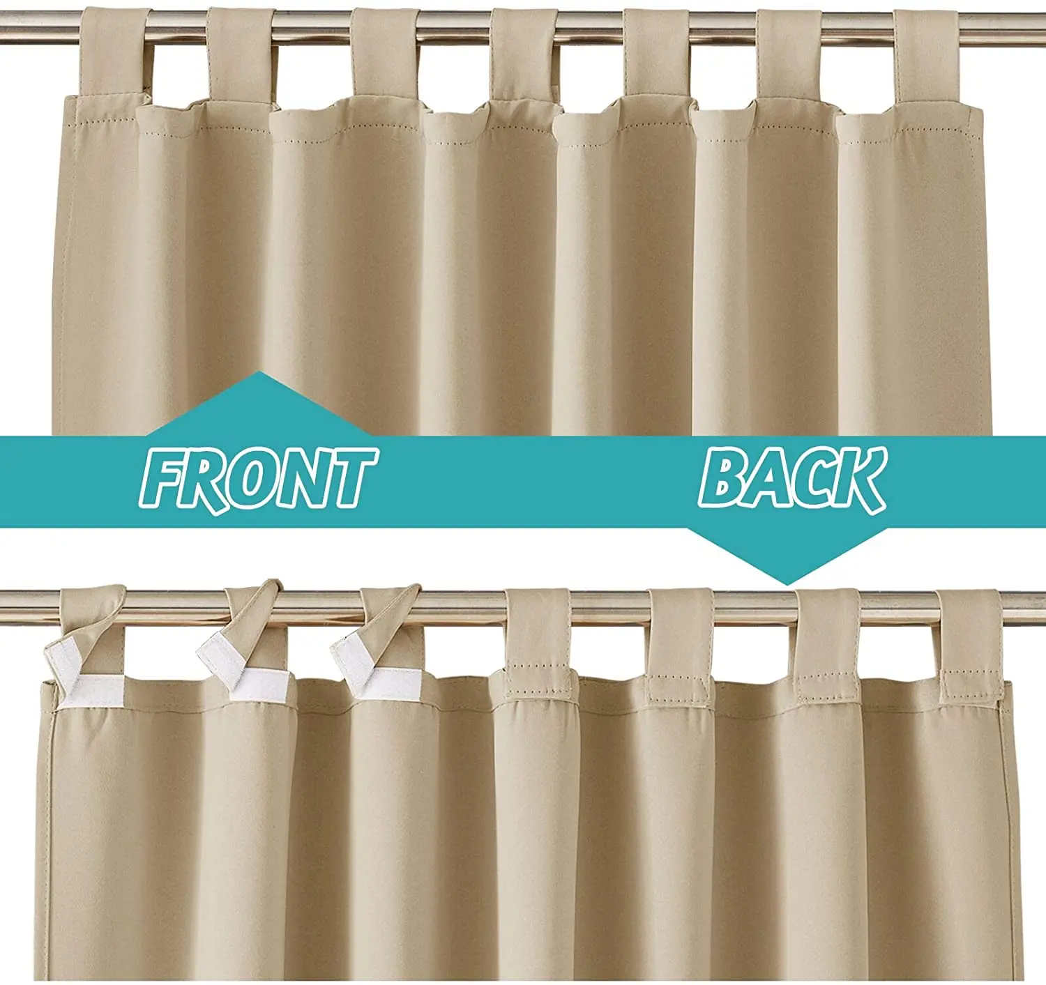 Detachable Top Drape, Waterproof Outdoor Blackout Curtains, Patio Porch Pergola, Cabana, Sun Room Deck, Custom Size