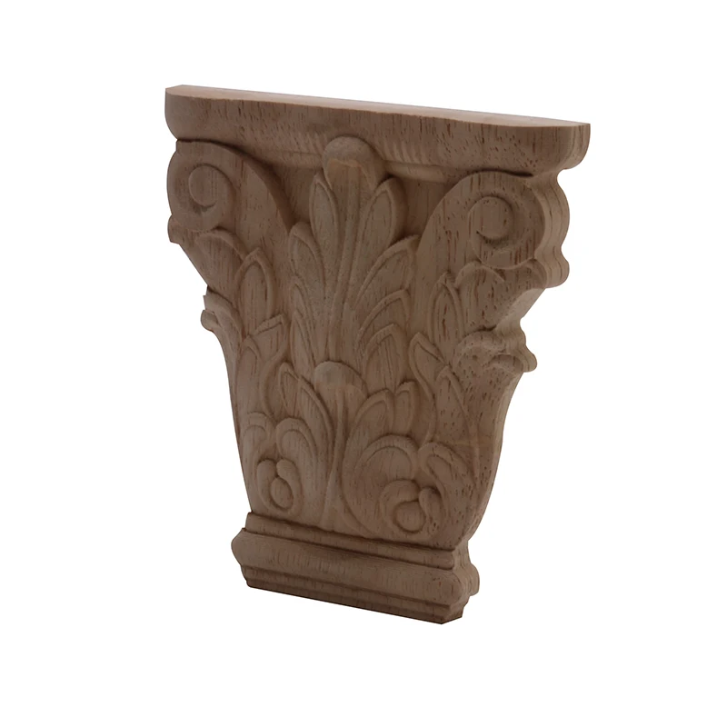 Wood Applique Stigma Wood Mouldings Carved European Long Leaves Wooden Furniture Pillars Accessories for Furniture Legs  Cabinet