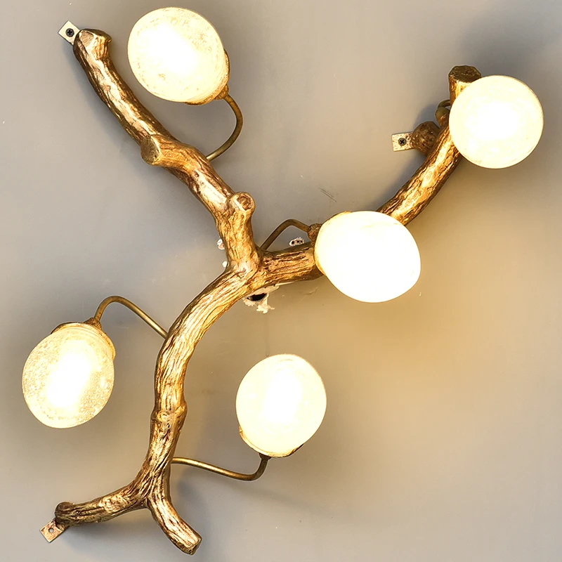 

ODYSEN ART DECO Copper Wall Lamp Tree Branches Bubbles Lampshade Handmade Glass Vintage Retro Living Room Sconces Ceiling Light