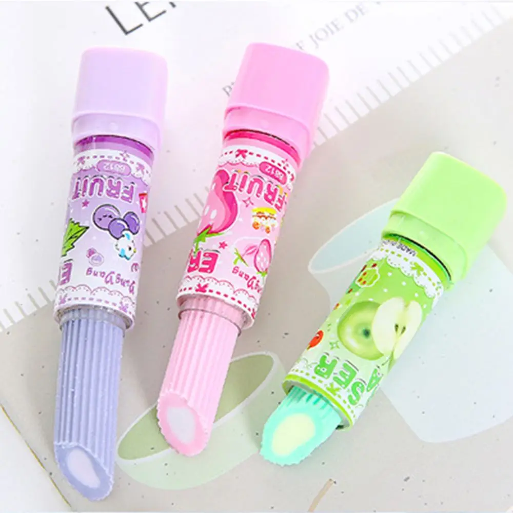 1PC Kids Creative Lipstick Rotary Rubber Eraser Kawaii Stationery Student Prize Children Gift Office School Stationery Supplies