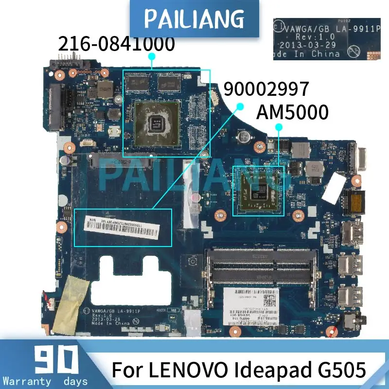 Mainboard For LENOVO Ideapad G505 AM5000 Laptop motherboard 90002997 LA-9911P 216-0841000 DDR3 Tested OK