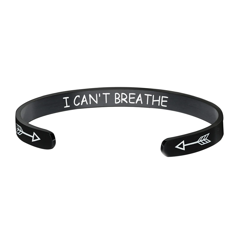 2020 U.S. Protests Black Lives Matter Cuff Bangle Fashion I Can Not Breathe Stainless Steel Bracelet Jewelry