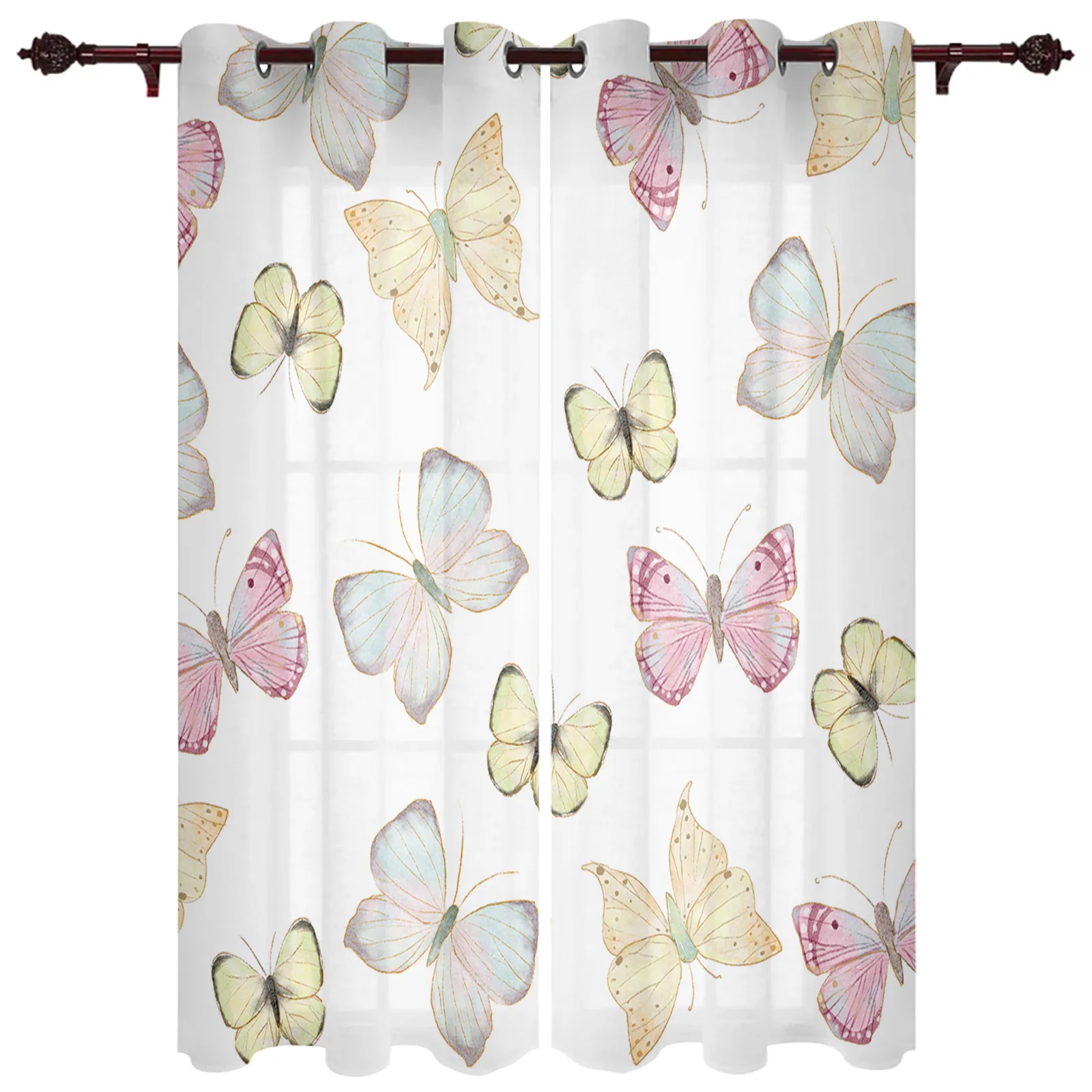 Modern Curtains Butterfly Illustration Color Baby Room Bedroom Creative Curtains Kitchen Living Room Terrace Valance Curtains