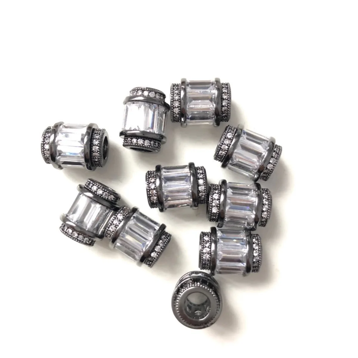 10 Stuks 12Mm Doorzichtige Zirkonia Geplaveid Gat Afstandhouders Kralen Voor Vrouwen Armband Meisje Ketting Oorbel Maken Goud-Plaat Sieraden Groothandel
