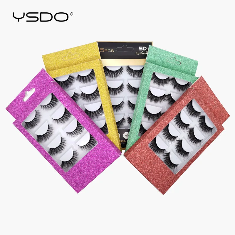 YSDO-Cílios Mink Dramáticos, Extensão dos Cílios Falsos 3D, Maquiagem Mink, Feitos À Mão, Fofo, Natural, 5 Pares