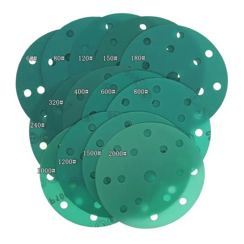 6 Inch 150mm Wet & Dry Sanding Discs Film Sandpaper Pads Hook Loop 60-2000 Grit 15 Hole