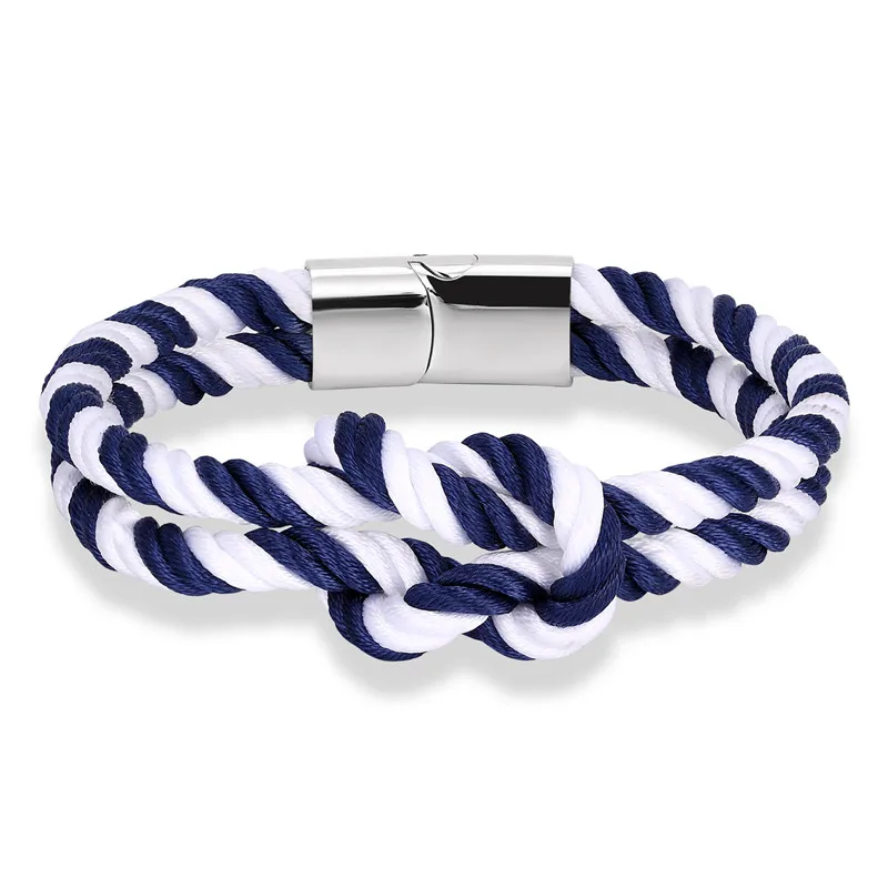 MKENDN Fashion Infinity Charm Nautical Survival Rope Chain Paracord Bracelet Men Women Stainless Steel Magnetic Clasp