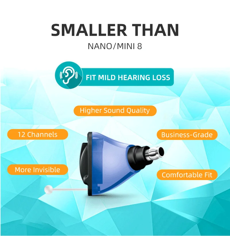 Vibe Invisible Hearing Aids APP Programmable Digital Hearing aid 12 Channel Suppress Howling Noise Cancellation Ear Aids