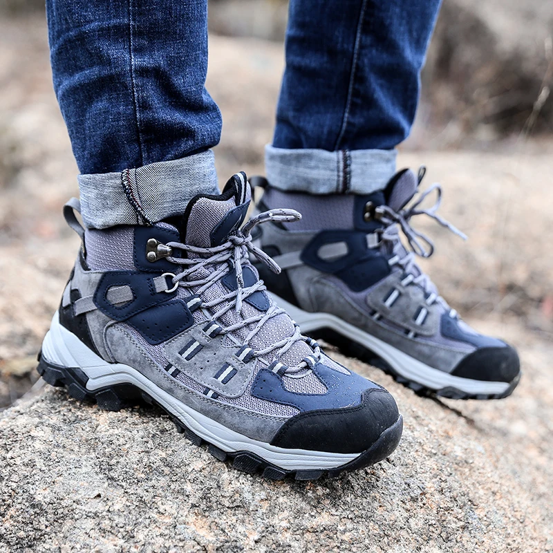 HUMTTO Waterproof Hiking Shoes Leather Trekking Boots for Men Sport Mountain Hunting Outdoor Climbing Breathable Sneakers Mens