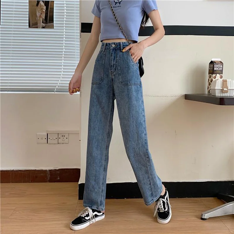 

Fashion Jeans Womens Pants Casual Women Jeans woman Cotton Trousers Big Pocket Ladies Europe Women Clothes