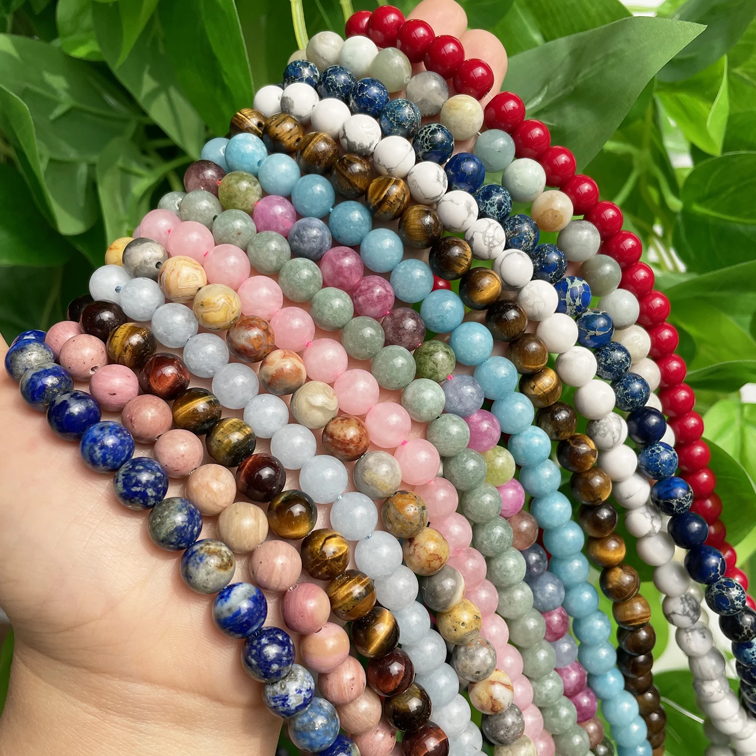 Natural Stone Beads Lava Amazonite Agates Amethysts Turuoqises Round Beads for Jewelry Craft Making Diy Bracelet Accessories