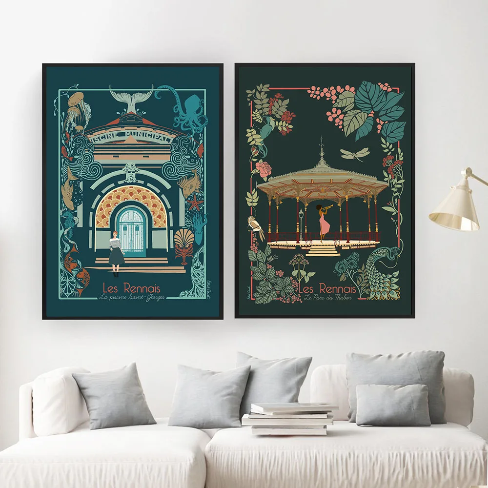 الشمال الرجعية المشارك بركة سانت جورج البحارة النباتيين الظلام قماش اللوحة خمر جدار صورة غرفة المعيشة ديكور المنزل #3