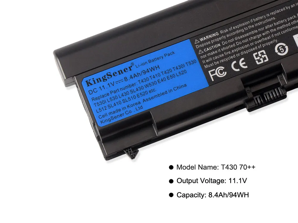 KingSener-Batería de 11,1 V para ordenador portátil, 8400mAh, para Lenovo ThinkPad T430, T430I, L430, SL430, SL530, T530, T530I, L530, W530, 45N1011, 45N1010