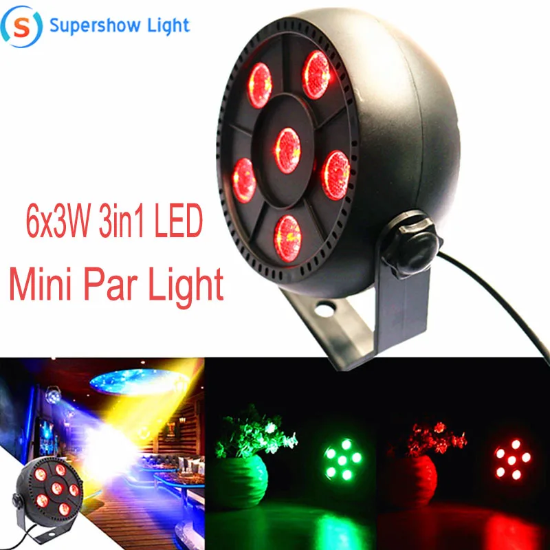 DJ Disco 6x3W RGB 3In1 Mini LED Flat Par Can 6pcs RGB Multi Color LED Small Flat Slim Pumpkin PAR Light Auto Sound Control