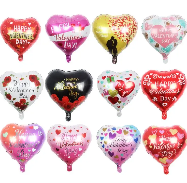 

18 Inch Happy Valentine's Day Decor Heart Aluminum Foil Balloons Wedding Anniversary Birthday Party Balloon Decorations Gift SN