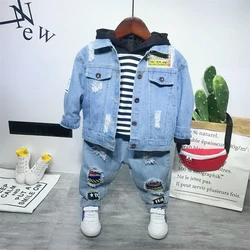 Boys Clothes Suits Baby Kids Outerwear Coa, Hoodie, Jeans 3pcs Baby Sport Boys Clothing Sets Children Suits 2-7years