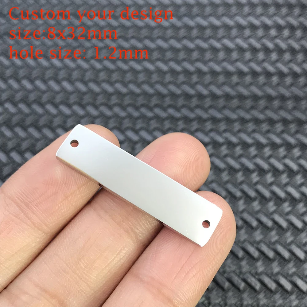 MaiLun 30 Stück Edelstahl-Rechteckverbinder, kostenlose Lasergravur, individuelles Logo oder Design, rechteckiger Anhänger, gravierbare Stange – Detail 5