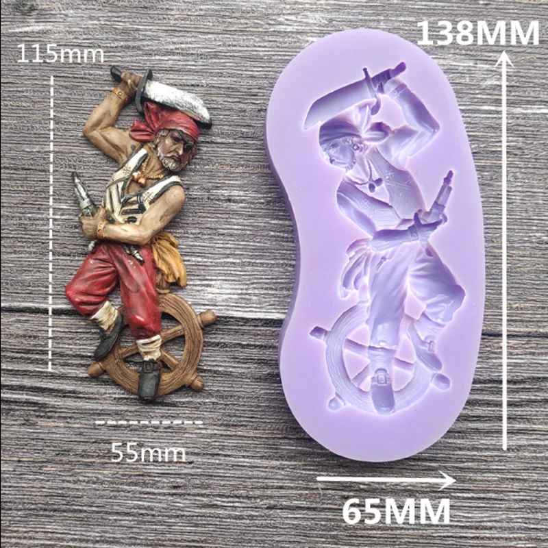 Pirate Silicone Mold Fondant Cake Decorating Mould Sugarcraft Chocolate Cookies Baking Tools Kitchenware For Cakes Gumpaste Form