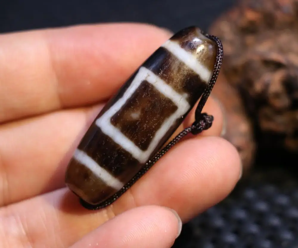 AL Treasure Magic Power Tibetan old Agate Heaven&Earth Flat dZi Bead Amulet Fit For Making Bracelet Talisman Timestown UPD22Asw