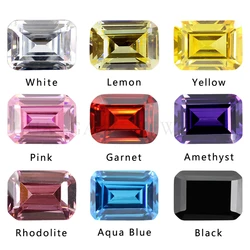 5A Emerald cut Cubic Zirconia Stone Multicolor Black Blue Octangle Shape Cut Loose CZ Stones Synthetic Gems Beads For Jewelry