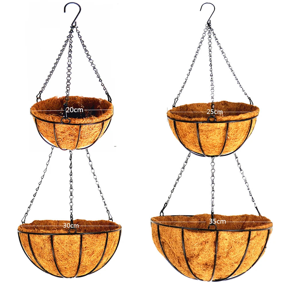 

1PC 8-14 Inch Metal Hanging Planter Basket with Coconut Liner Wire Plant Holder Garden Decoration for Indoor Outdoor Flower Pots