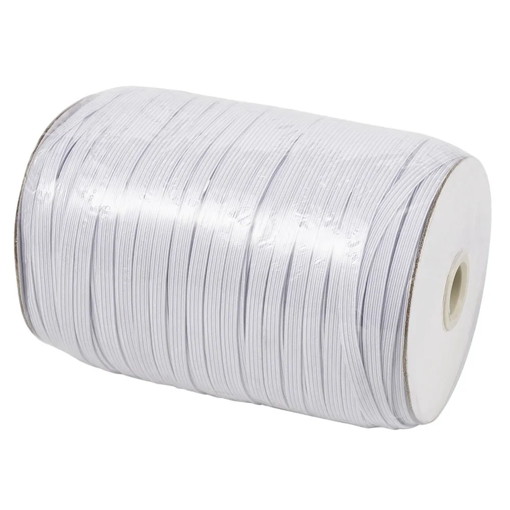 1 Roll 4/5/6/8/10/12/14mm Flat Rubber Elastic Cord Band Masks Rope Stretch for Cloth Garment Sewing Accessories DIY White Black