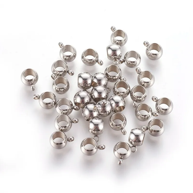 100pcs Rondelle 201 Stainless Steel Hanger Links Smooth Surface Metal Jewelry Accessories Crafts size 9x6.5x5mm, Hole: 2~4mm F80