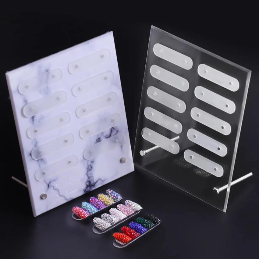 1Pc tabellone per Nail Art in marmo/trasparente campione di unghie finte che mostra il supporto della carta dello scaffale, espositore per punte per Nail Art per Manicure