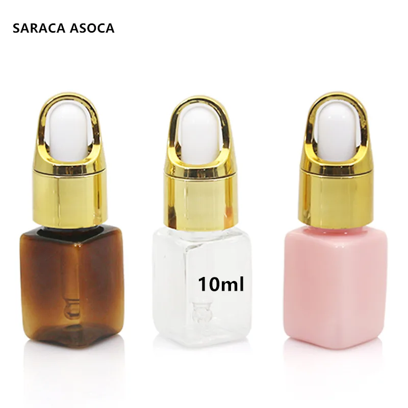 

100pcs/lot 10ml Flower Basket Cap Plastic Essential Oil Bottle Cosmetic bottling Glass Dropper Travel Make Up Refillable Bottles