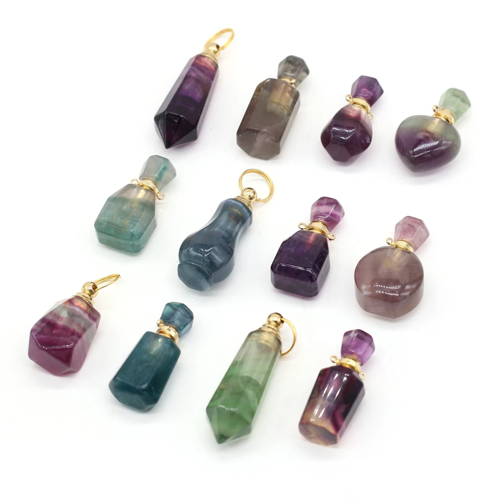 2021 New Style Natural Stone Perfume Bottle Pendant Irregular Semi-Precious For Jewelry Making DIY Necklace Accessory