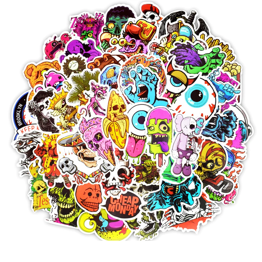 10/30/50PCS Spoof Horror Series Sticker Notebook Graffiti Computer Luggage Bike Waterproof Sticker Wholesale