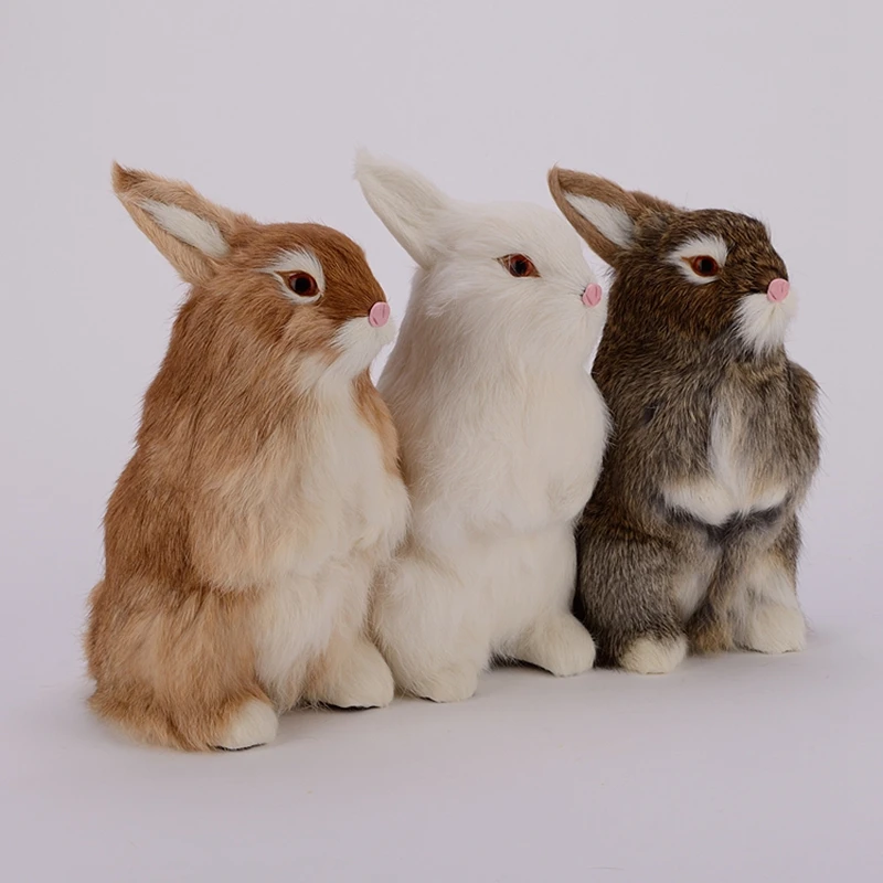 Simulation Animal Rabbit White Rabbit Toy Ornaments Outdoor Garden Showroom Decoration Crafts 16x10x24cm DY80052