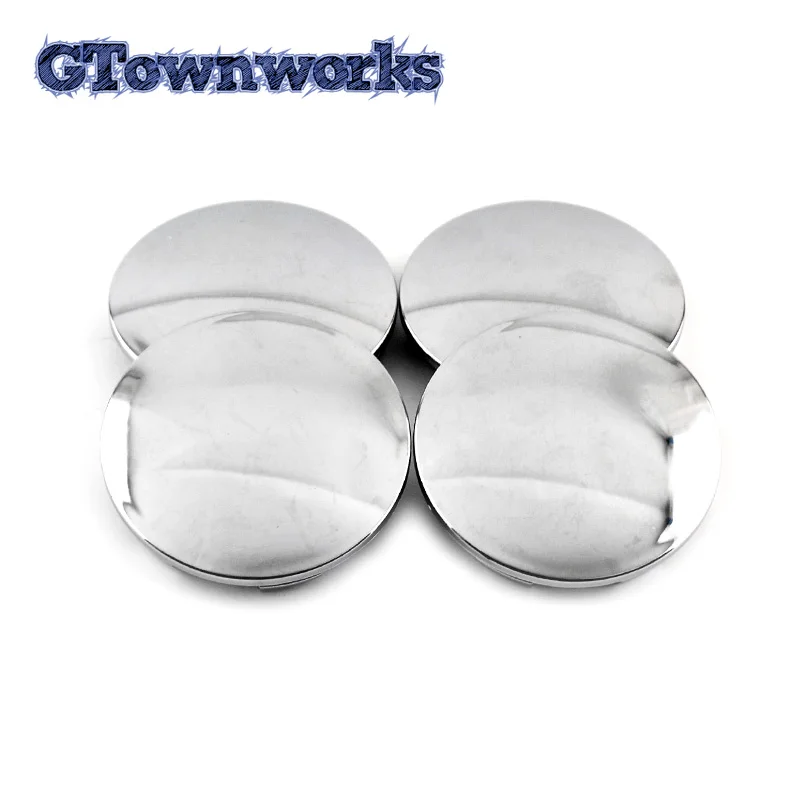 GTownworks 4 pcs 68mm Chrome Smooth Wheel Center Cap For Car Rim ABS Plastic Hubcap Dust Cover Exterior Accessories Parts