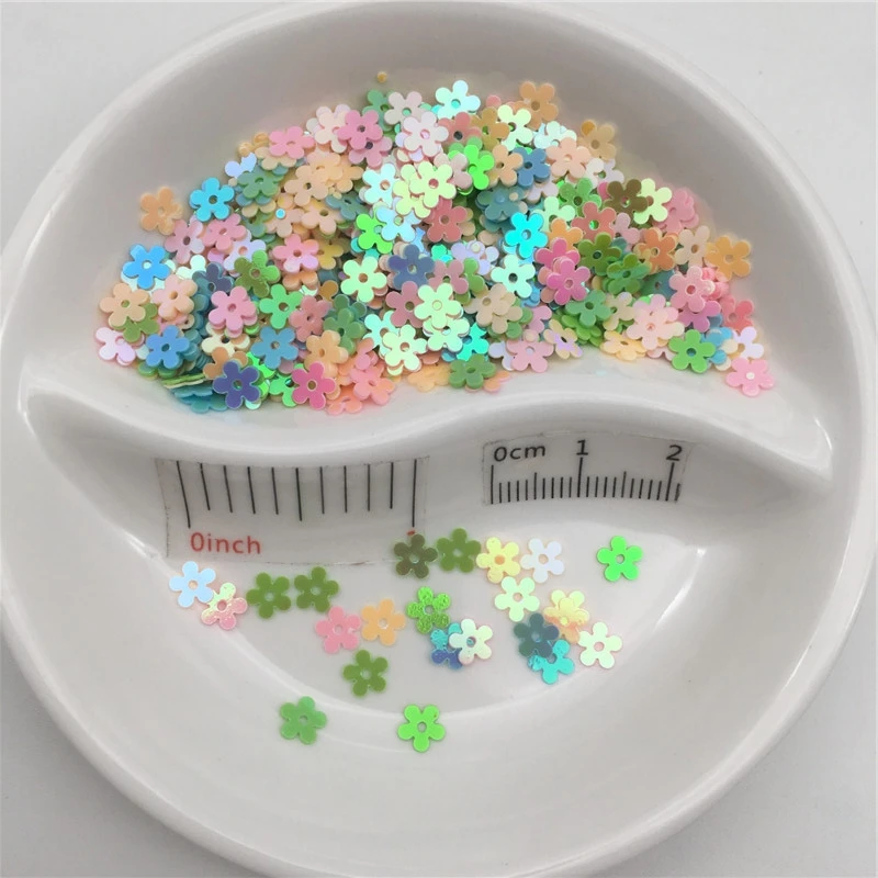 Paillettes sciolte in PVC a forma di fiore, Paillettes glitterate per Nail Art, Manicure, cucito, decorazione di nozze, coriandoli, 20g, 5mm