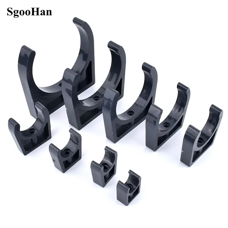 I.D 20-110mm UPVC Dark Gray U-shaped Pipe Clamp Plastic Clamp Pipe Holder Garden Water Connector Irrigation Accessories