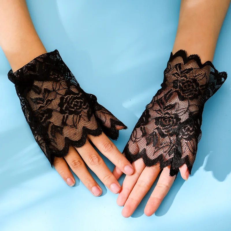 Fashion Summer Woman Sunscreen Lace Gloves Outdoor Riding Driving Bride Wedding Mitts Sexy Lady Dancing Clothing Girl Party Gift