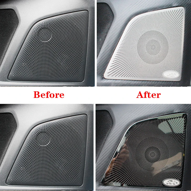 Stainless Steel Doors Interior Decorated Loudspeaker Cover For Ford Focus MK4 Focus 4 2019 2020 Door Gate Loudspeaker Cover