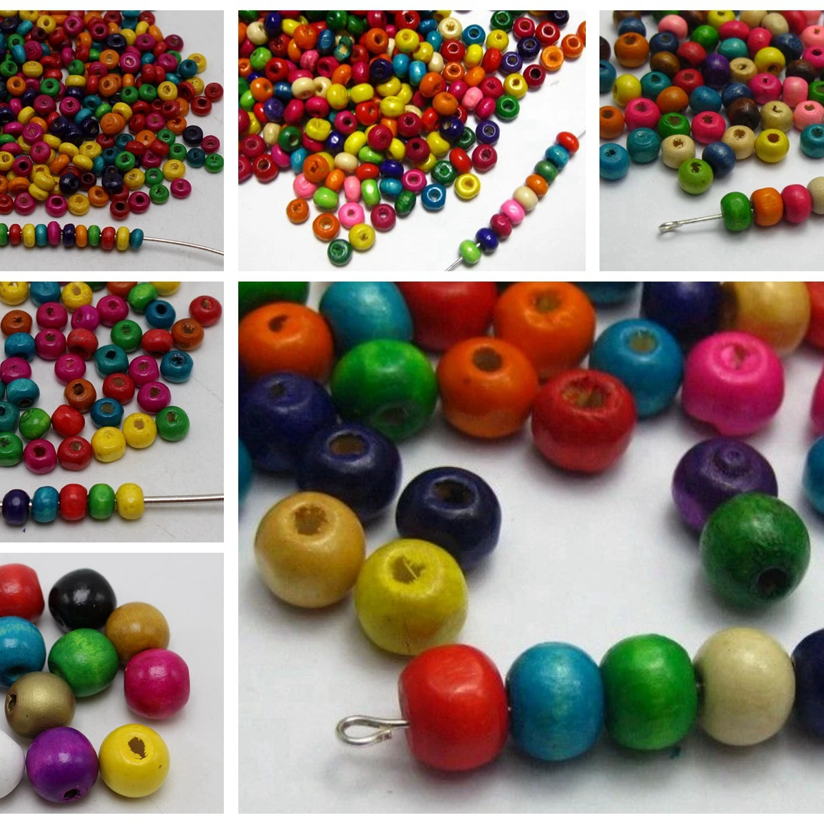 1000 Mixed Color 4mm Round Wood Beads~Wooden