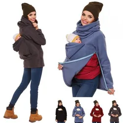 Sweat à capuche à col haut pour femmes enceintes, vêtements de poche kangourou, pull d'allaitement, vêtements pour mères allaitantes, média