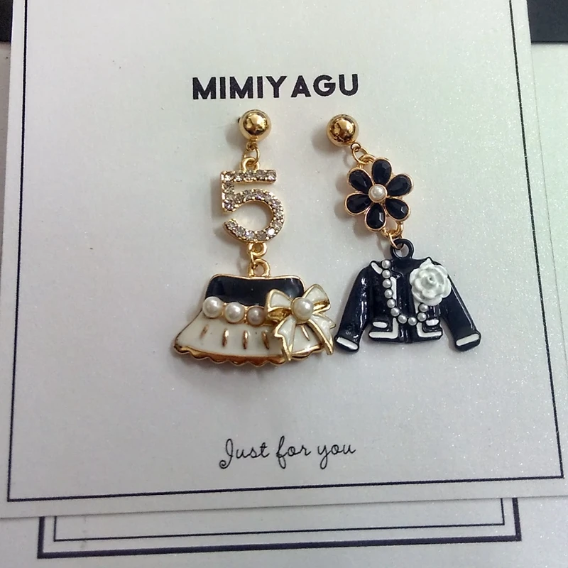 korean brand style earring jewelry clothes cap flower crystal letter 5 drop earring for women big long tassel earring