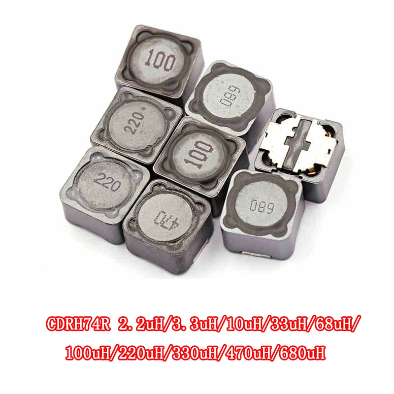 5PCS CDRH74R Inductance Wire Wound Chip Shielded Inductor 2.2/3.3/4.7/10/22/33/47/68/100/220/330/uh 7*7*4mm SMD Power Inductor