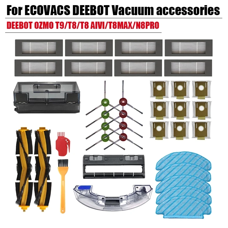 Para ecovacs t9 aivi acessórios sacos desiguais originais eco saco de pó pano mop filtro hepa robô deebot ozmo t8 peças aspirador pó