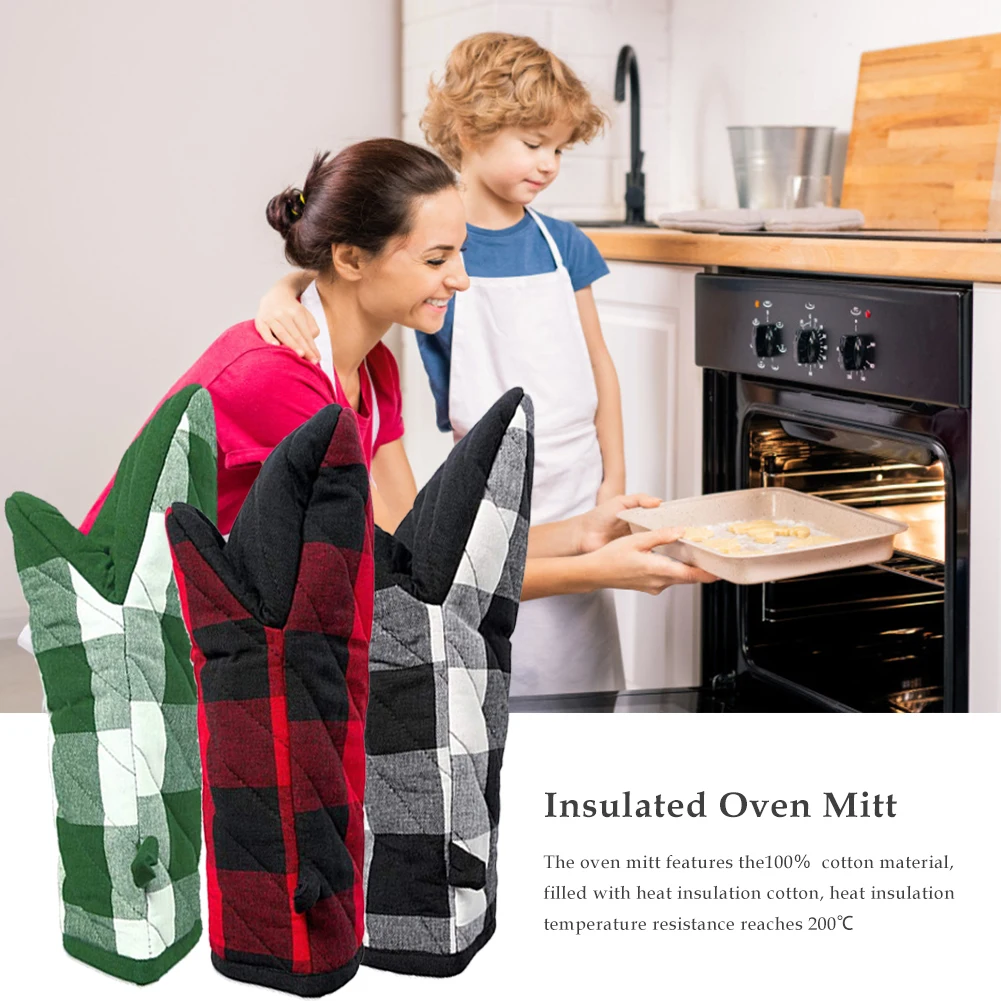 1pc Oven Mitt Heat-Resistant Oven Mitten Kitchen Cooking Mitts for BBQ Insulation Gloves Hot Oven Mitts Baking BBQ Gloves