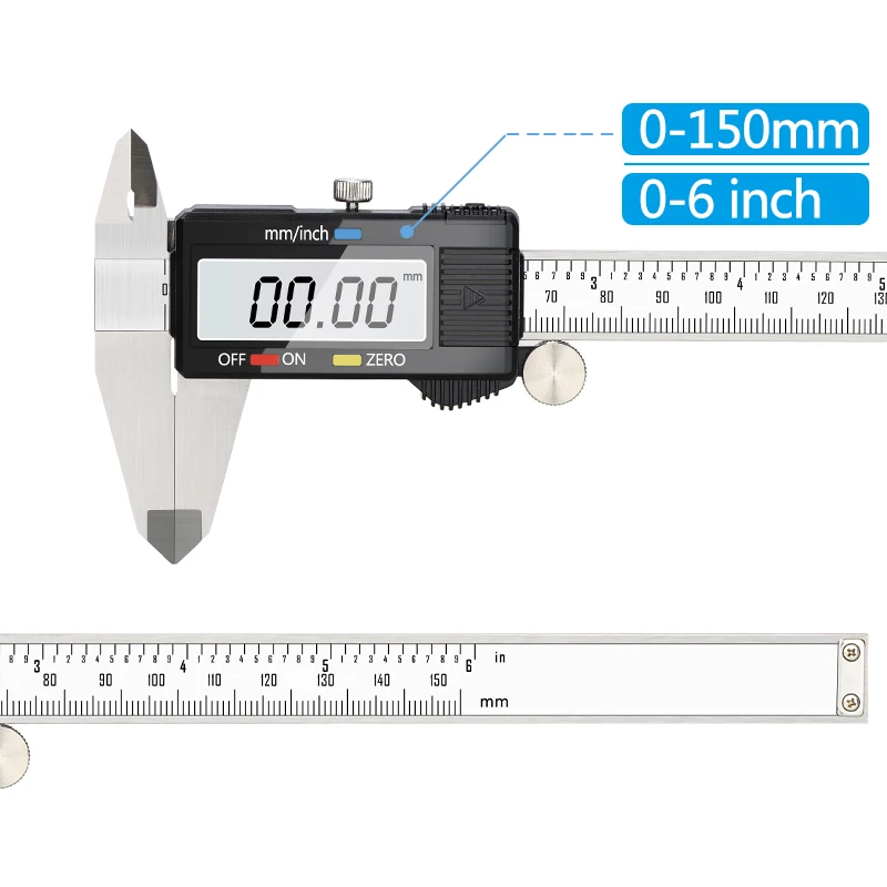 Strumento di misurazione calibro in acciaio inossidabile calibro elettronico LCD calibro a corsoio digitale da 6 pollici 0-150mm