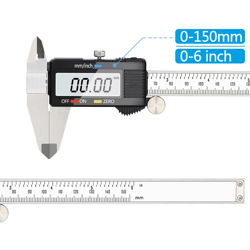 Imagem -03 - Hampton-paquímetro Digital Vernier Lcd com Tamanhos a 150 mm Ferramenta de Medição de Calibre em Aço Inoxidável