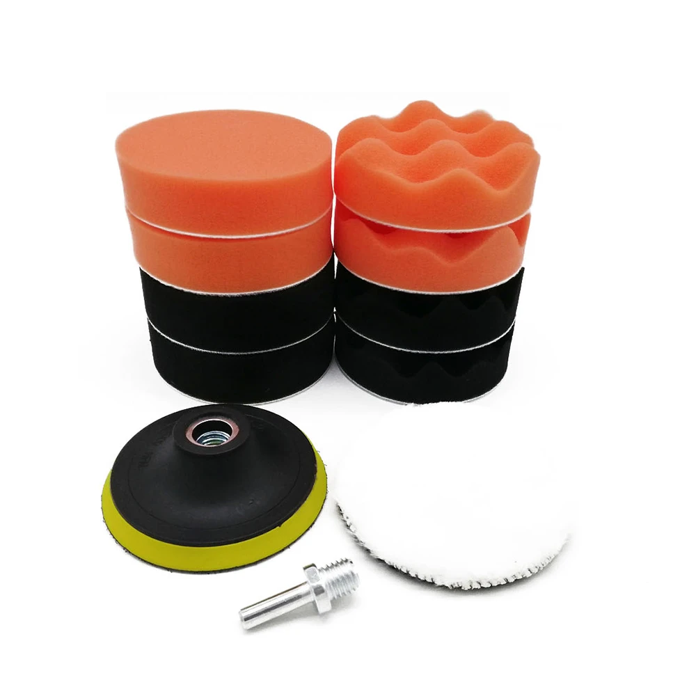 

11Pcs Buffer Pad Set 3/4 inch Auto Car Polishing Pad Kit for Car Polisher + Drill Adapter M14 Power Tools Accessories