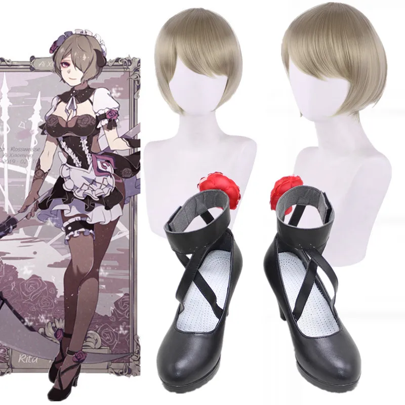 Anime Honkai Impact 3 Rita Rossweisse Cosplay Shoe Lolita Maid Shoes hairs Halloween Carnival Party Costume Accessories Custom