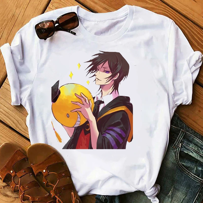 Japanese Anime Assassination Classroom print Top ladies casual basics O-collar white shirt short sleeve ladies T-shirt,Drop Ship